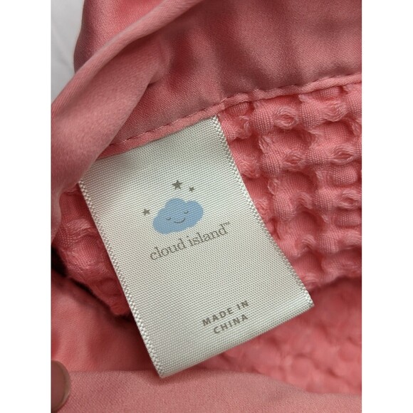 🍁 3/$20 Cloud Island Pink Girly Waffle Knit Satin Trim 2021 Baby Blanket - Picture 4 of 5